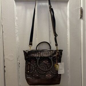 R Riveter Otto Carry All Tote Brown Medallion Pattern 12 X 12"